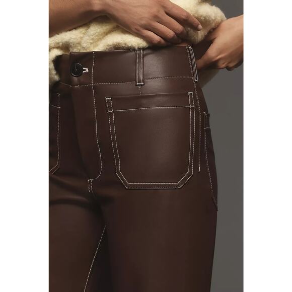 NWT Anthropologie The Colette Cropped Wide-Leg Pants by Maeve Faux-Leather SZ 31 - Picture 2 of 5